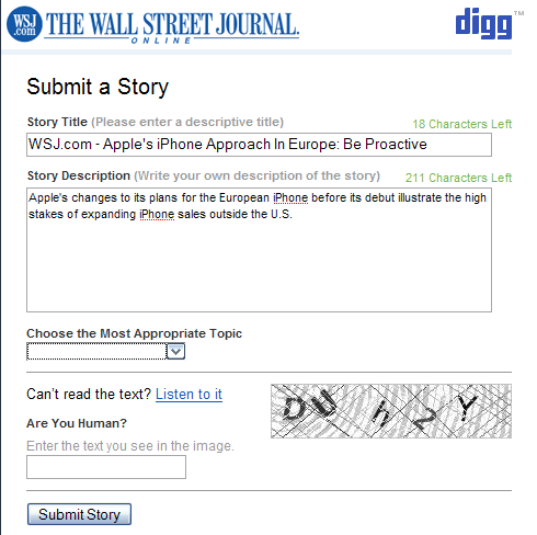 WSJ Digg Submit